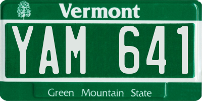 VT license plate YAM641