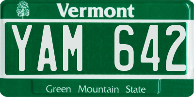 VT license plate YAM642