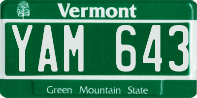 VT license plate YAM643