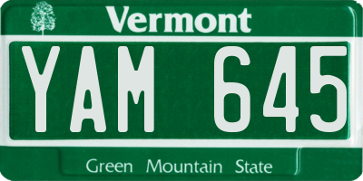 VT license plate YAM645
