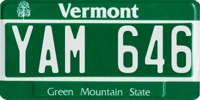 VT license plate YAM646
