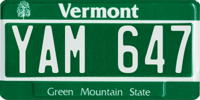 VT license plate YAM647