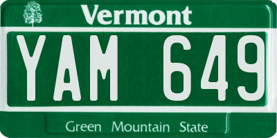 VT license plate YAM649