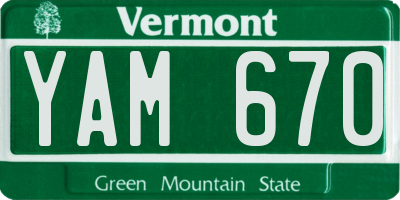 VT license plate YAM670