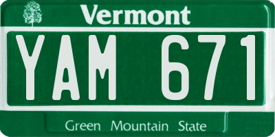VT license plate YAM671