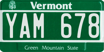 VT license plate YAM678
