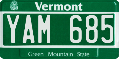 VT license plate YAM685