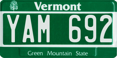 VT license plate YAM692