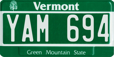 VT license plate YAM694
