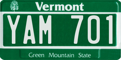 VT license plate YAM701
