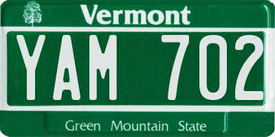 VT license plate YAM702