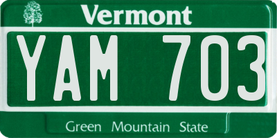 VT license plate YAM703