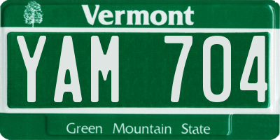 VT license plate YAM704