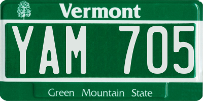 VT license plate YAM705