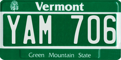 VT license plate YAM706