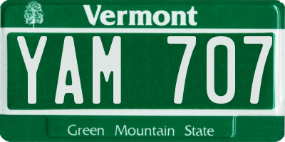 VT license plate YAM707