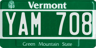 VT license plate YAM708