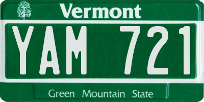 VT license plate YAM721