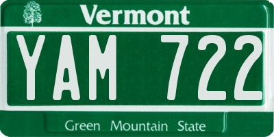 VT license plate YAM722