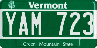 VT license plate YAM723