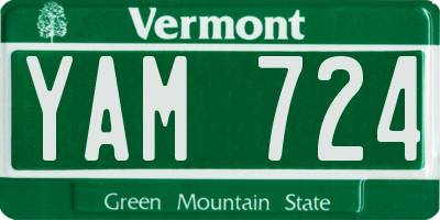 VT license plate YAM724
