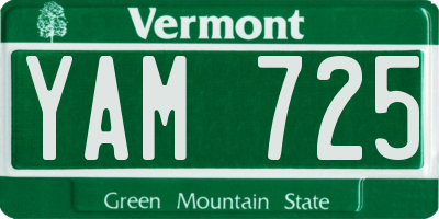 VT license plate YAM725