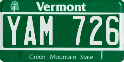 VT license plate YAM726