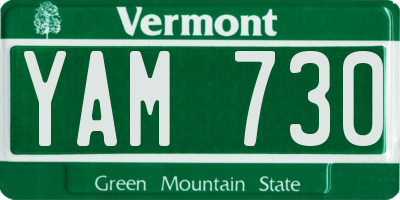VT license plate YAM730