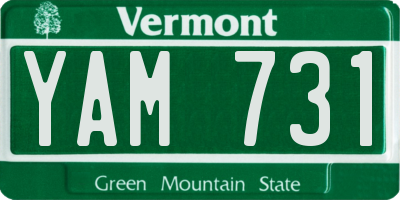 VT license plate YAM731
