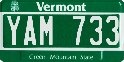 VT license plate YAM733