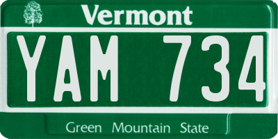VT license plate YAM734