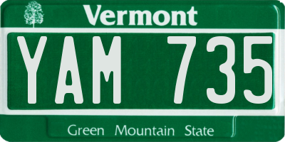 VT license plate YAM735