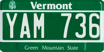 VT license plate YAM736