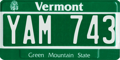 VT license plate YAM743