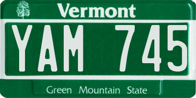 VT license plate YAM745
