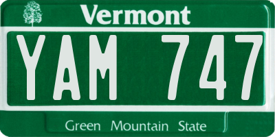 VT license plate YAM747