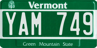 VT license plate YAM749