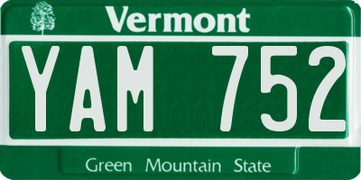 VT license plate YAM752