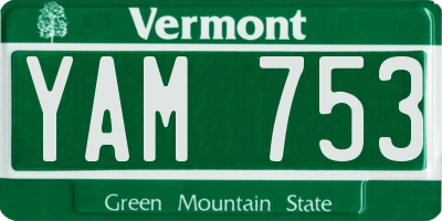 VT license plate YAM753