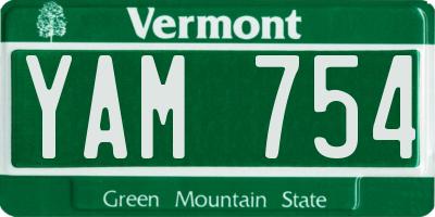 VT license plate YAM754