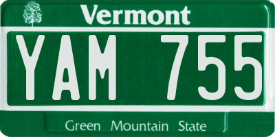VT license plate YAM755
