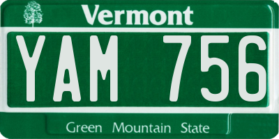 VT license plate YAM756