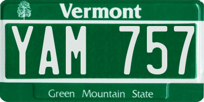 VT license plate YAM757