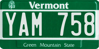 VT license plate YAM758