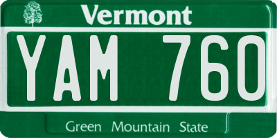 VT license plate YAM760