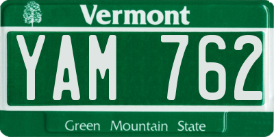 VT license plate YAM762