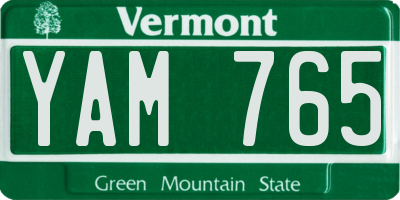 VT license plate YAM765