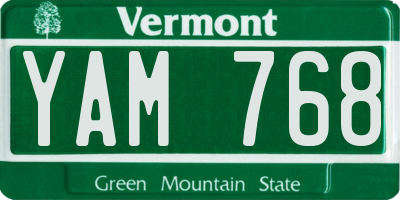 VT license plate YAM768