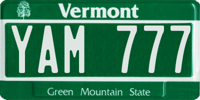 VT license plate YAM777