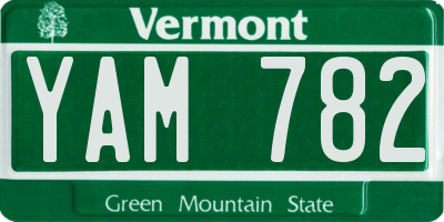VT license plate YAM782